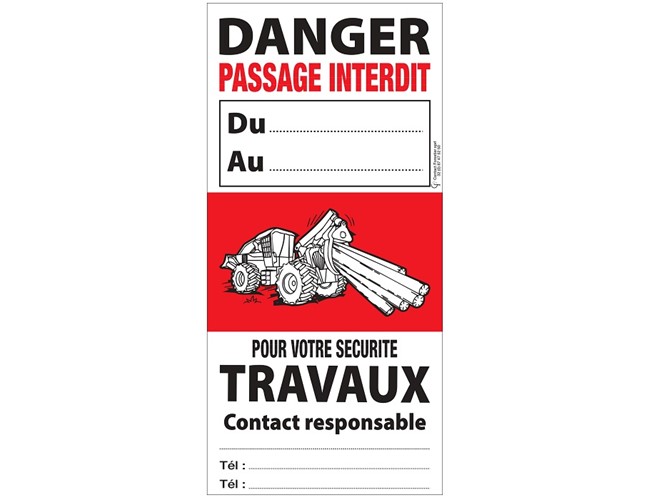 Affiche Danger Travaux Forestiers